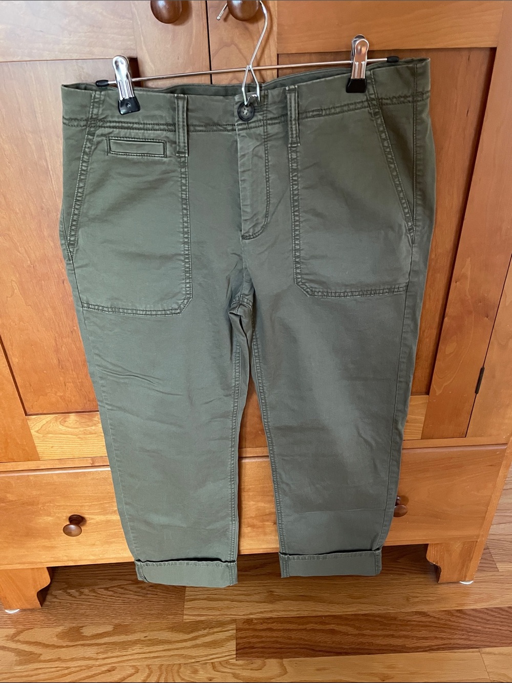 Women's Banana Republic Olive Green Straight-Leg Boyfriend Pants